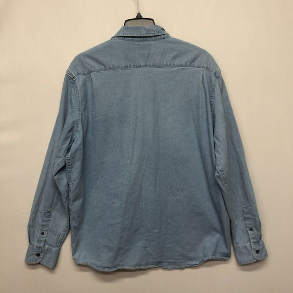 Wrangler Men Flex For Comfort Button Blue Denim Shirt Size Extra Large B219 -21 - Picture 12 of 14